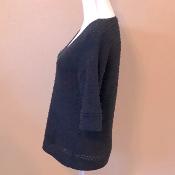 GAP 3/4 Sleeve Black Cotton Sweater - Picture 5 of 13